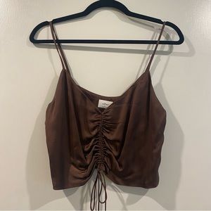 Aritzia Wilfred brown cropped loose fit camisole